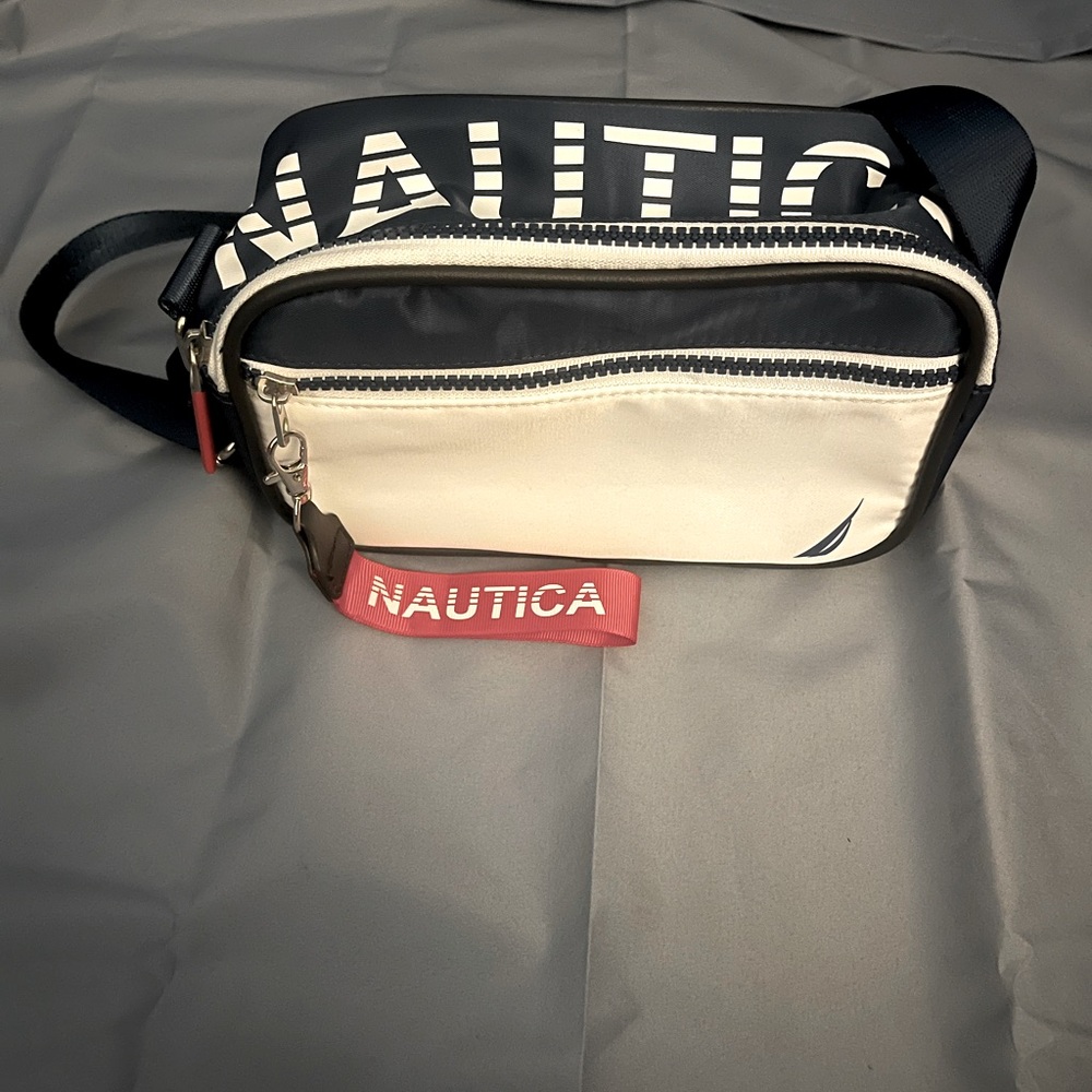 Nautica Navy and White Crossbody Bag with Red Tag